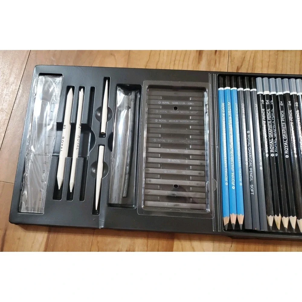 Deluxe Sketching Drawing Set Royal Langnickel Pastels Pencils With Case‎